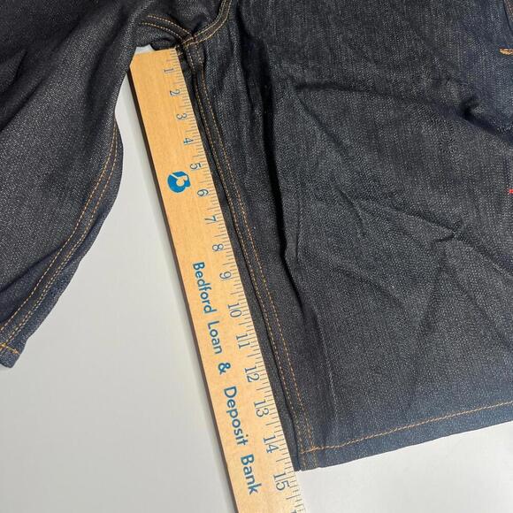 rocawear men’s denim shorts 38 raw black miami embroidered metallic thread y2k - Picture 9 of 11